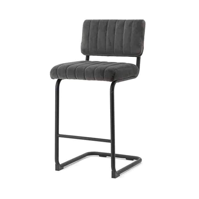Operator bar chair low - grey velvet