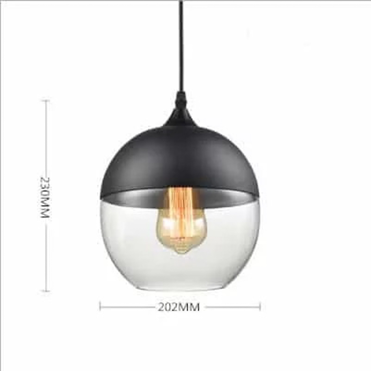 Hanglamp bolvormig - zwart/glas